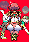 Mythra placed across Pyras knees uploaded by petit99