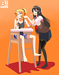 Mai_And_Nodoka_Bunny_sisters_high_chair_Spanking_V1_by_Barkyhito